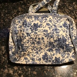Travel bag no name 10 by 13 blue white used